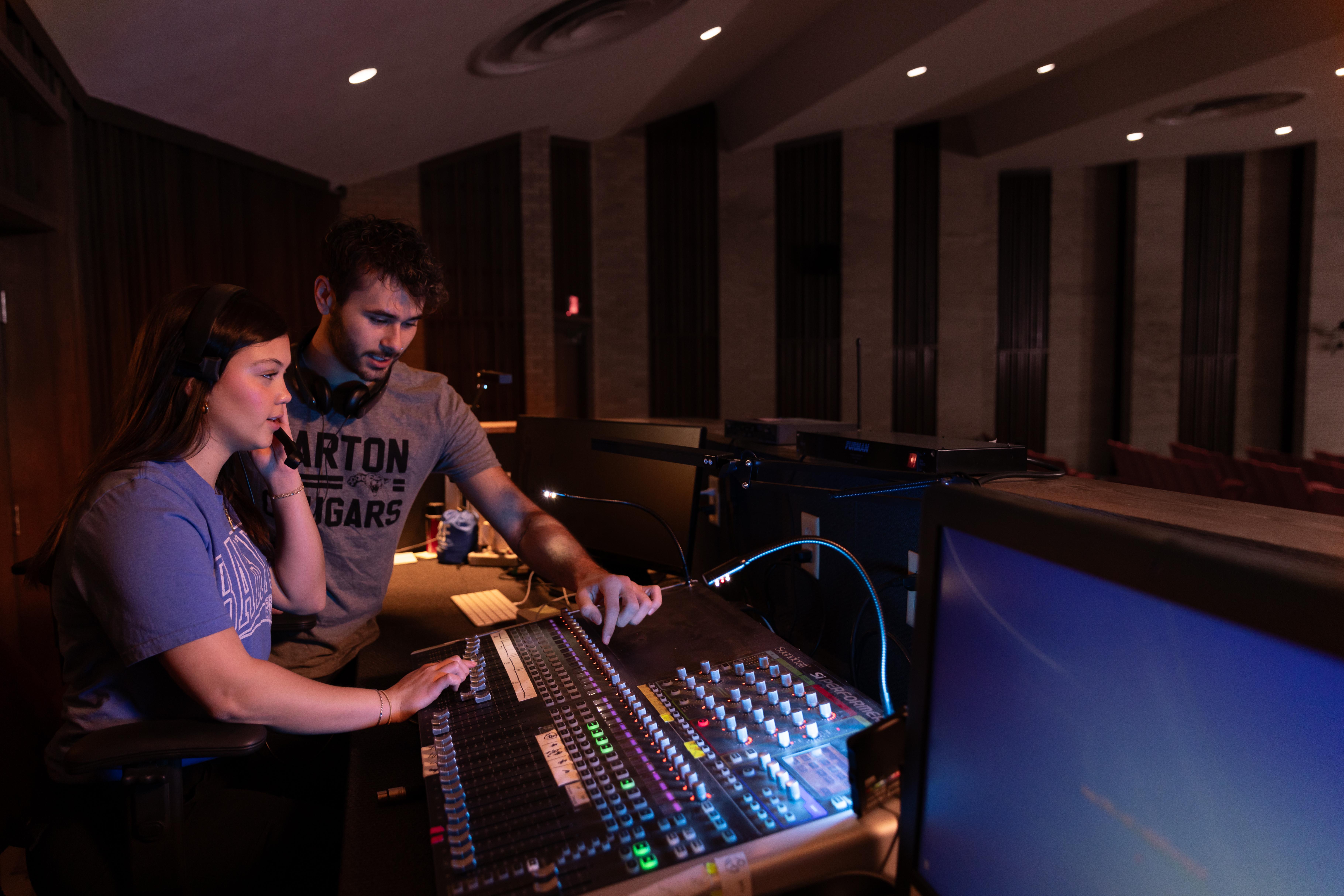 Barton students use the new soundboard purchased as part of the Mull family donation.